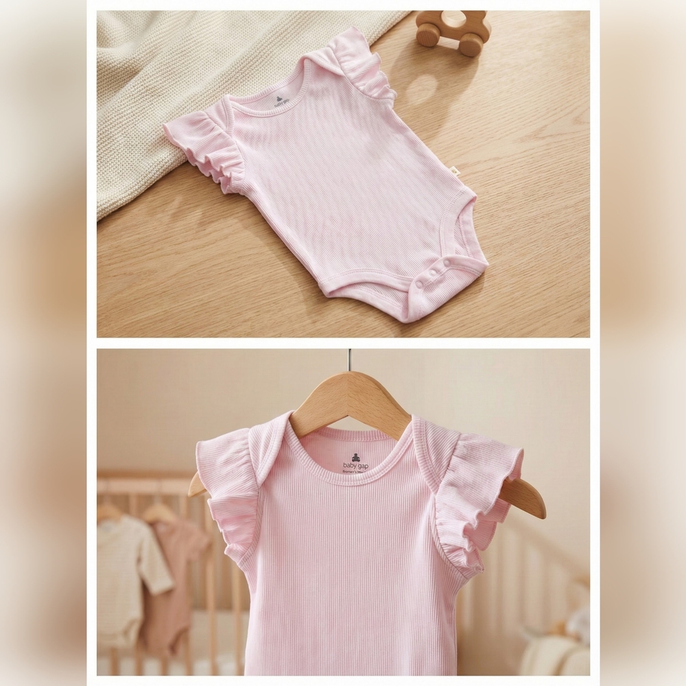 GAP Light Pink Ruffle Sleeve Bodysuit